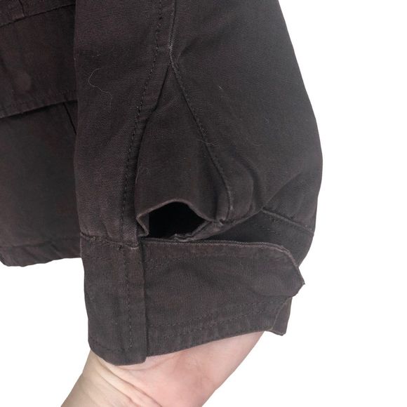 Youth Hooded Jacket, Full Zip, Quilted Liner, Brown, Horn Shaped Buttons, Size M - Picture 4 of 8